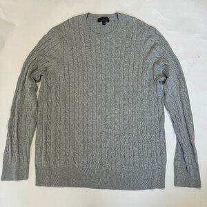 Brooks Brothers Cable Knit Sweater Mens XXL 2XL Gray Supima cotton Preppy